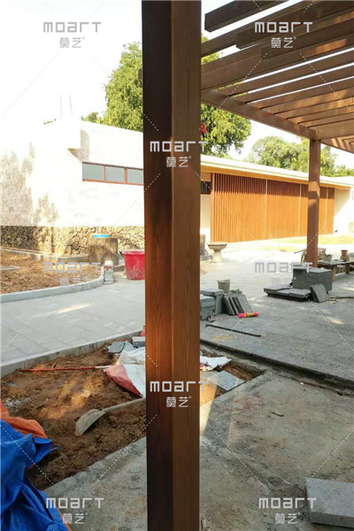 景區(qū)鋼構(gòu)廊架施工木紋漆,輕松做出木紋效果